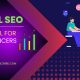 "Corporate freelancer optimizing local SEO on laptop with map and search results"