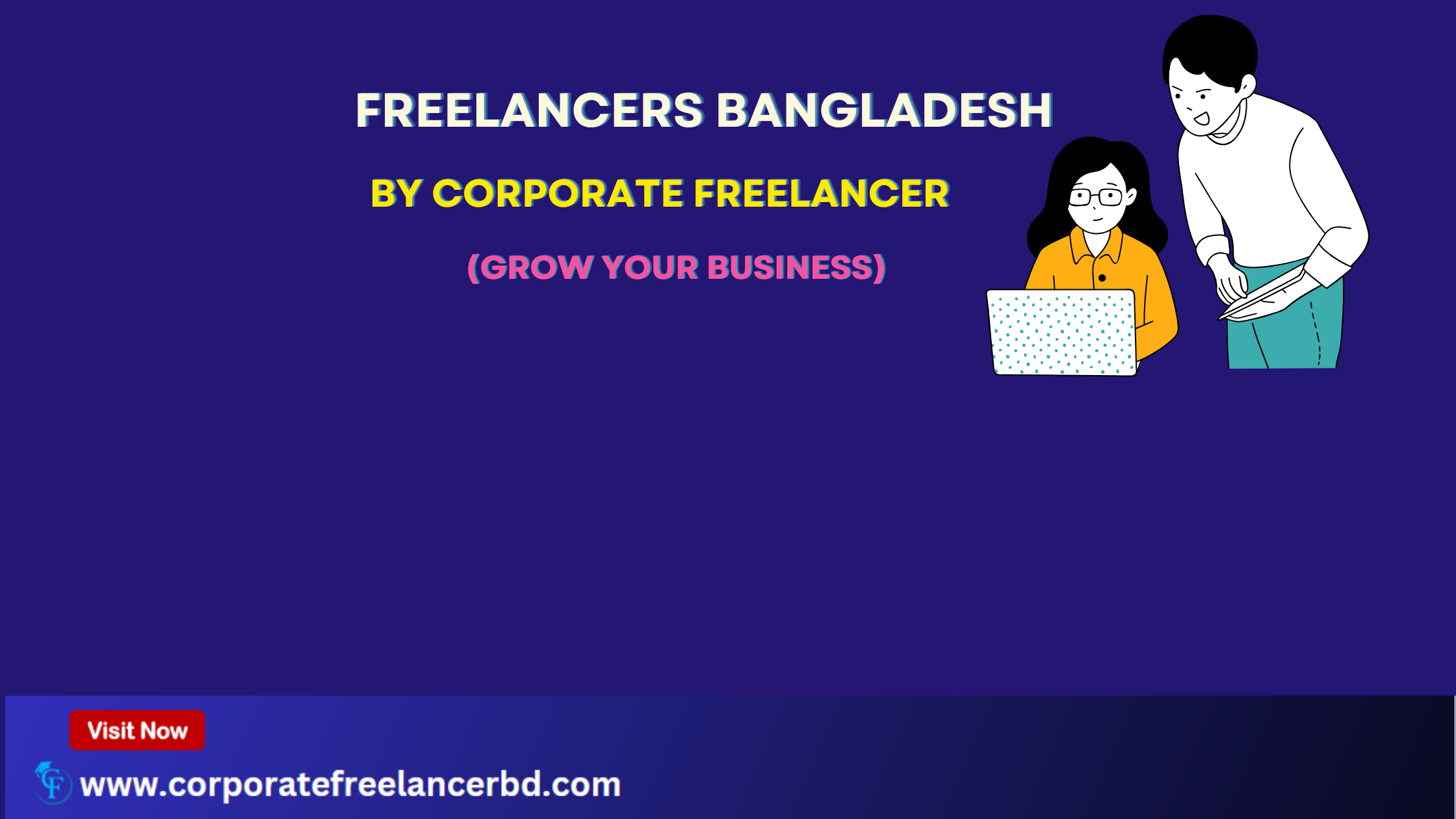 "Corporate freelancers in Bangladesh working on laptops in a co-working space."