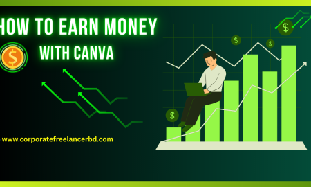 "Freelancer smiling while making money designing social media graphics in Canva"
